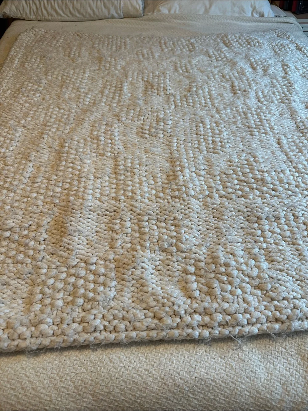 Pottery Barn Cream Chunky Knit Wool Throw
